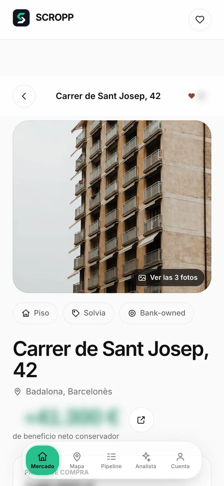 Una ficha de operación en el móvil.